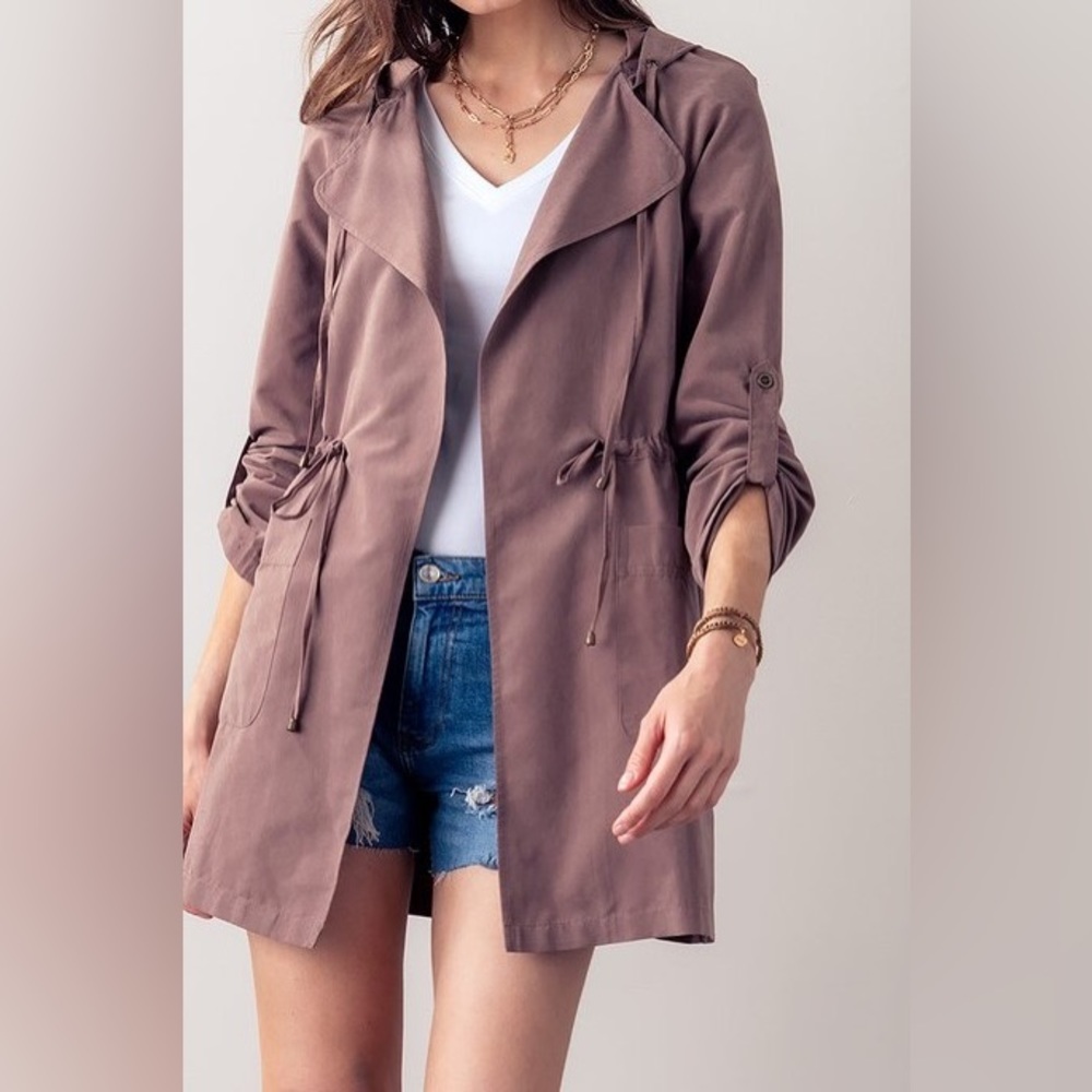 Lightweight Tassel Hooded Open Jacket